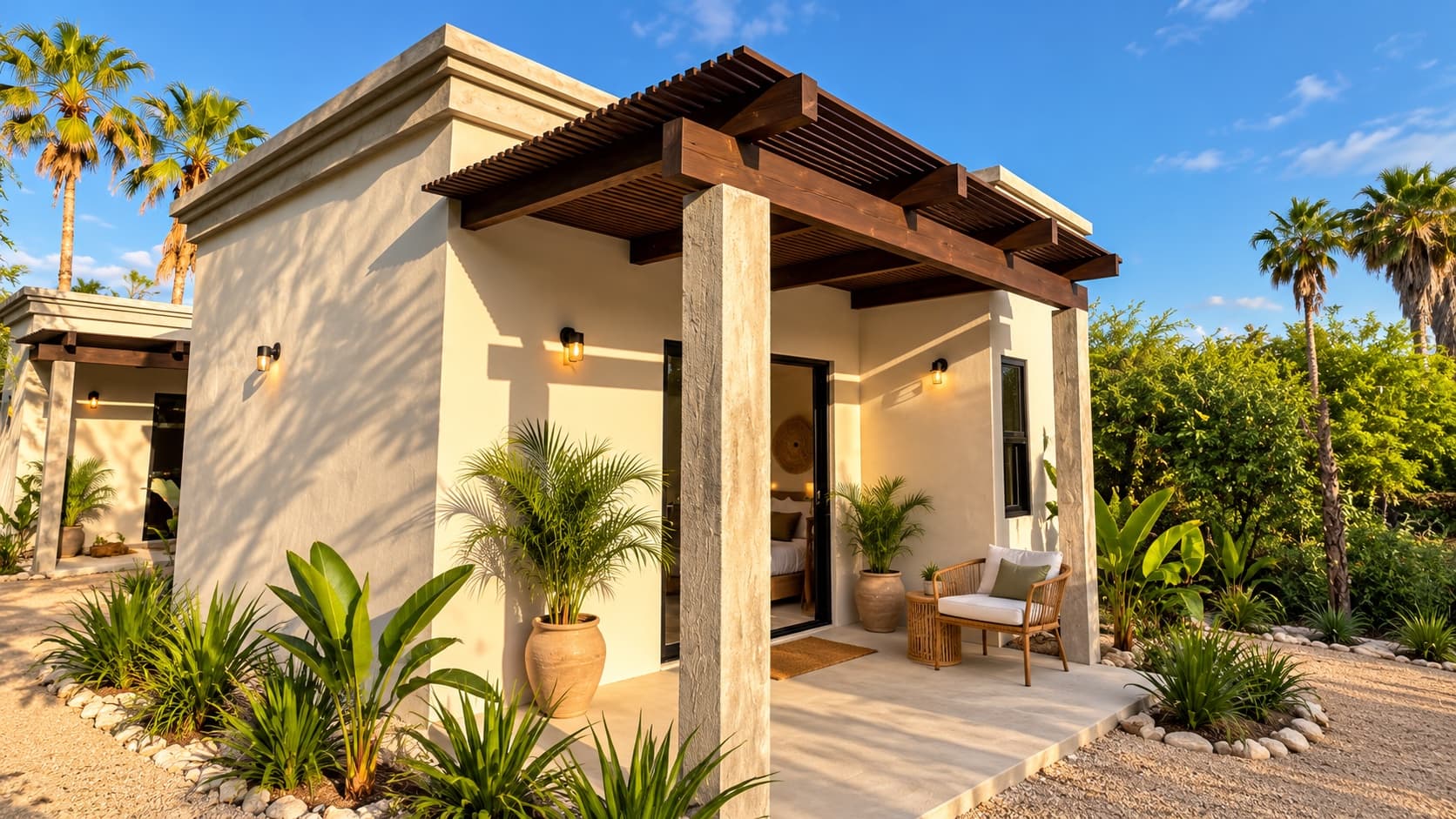 Barracuda Apartments terrace with pergola